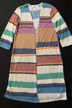 Ginger G Cardigan Cover Up Striped Long Size Small